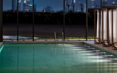 Luxury Swimming Pools with Green Sukabumi Stone